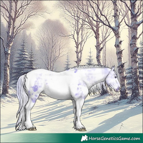 Horse Color:Watercolor White Spotted Silver Grullo Chinchilla Ice Tobiano