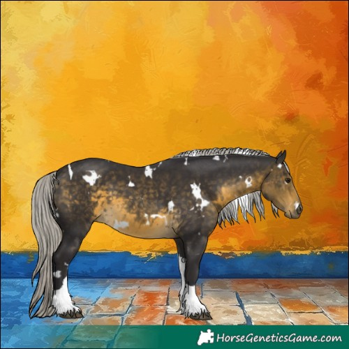 Horse Color:White Spotted Silver Buckskin Tobiano 