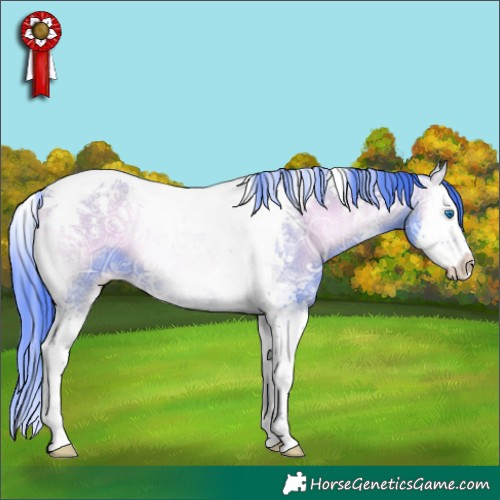 Horse Color:Watercolor Liver Red Onyx Ice Roan Splash Tobiano 