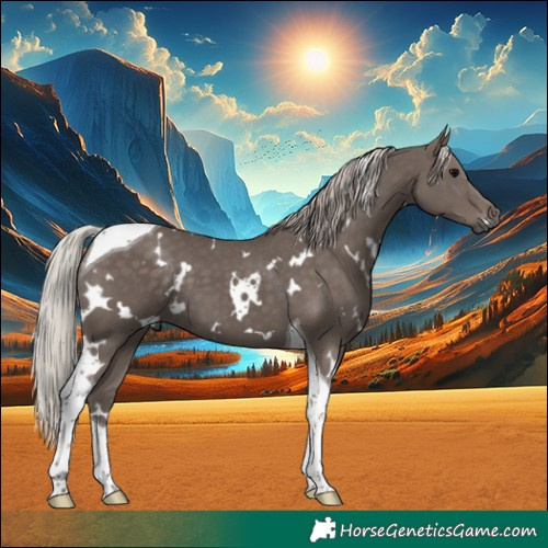 Horse Color:White Spotted Silver Black Tobiano 