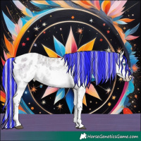 Horse Color:Painted Silver Bay Ice Roan Onyx Splash Near Leopard