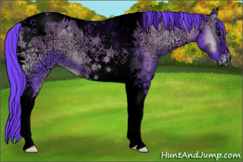 Horse Color:Void Watercolor Smoky Blue Onyx Ice Tobiano Rabicano 