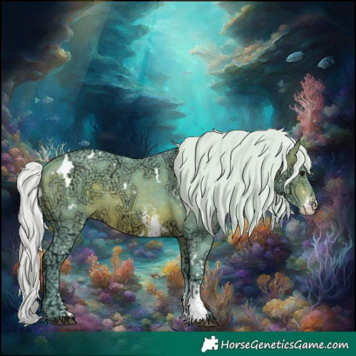 Horse Color:Watercolor White Spotted Silver Bay Ice Sabino