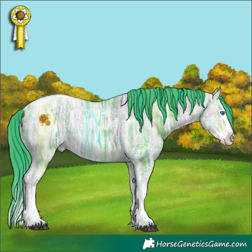 Horse Color:Watercolor Plaid  White Spotted Bay Ice Dun Splash Tobiano 