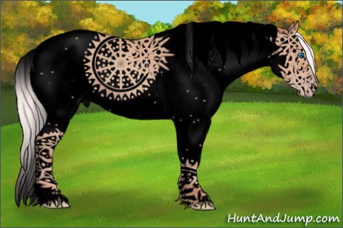 Horse Color:Void White Spotted Silver Amber Champagne Splash Tobiano 