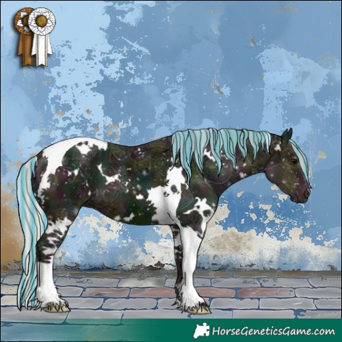 Horse Color:Painted White Spotted Midnight Silver Black Ice Tobiano 