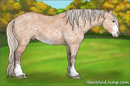 Horse Color:Silver Brown Ice Roan Dun Sabino 