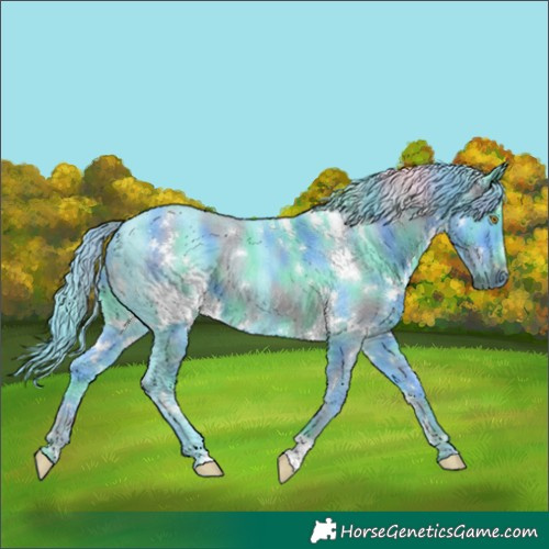 Horse Color:Nacre Watercolor White Spotted Black 