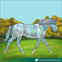 Horse Color:Nacre Watercolor White Spotted Black 