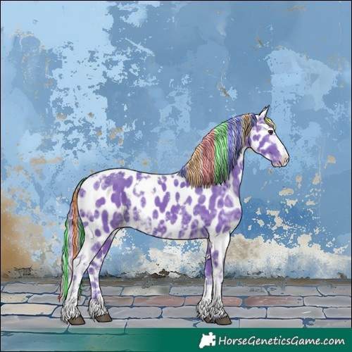 Horse Color:Painted Watercolor White Spotted Liver Chestnut Ice Near Leopard 