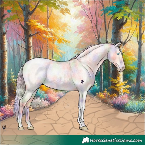 Horse Color:Nacre Silver Perlino Roan Dun Tobiano
