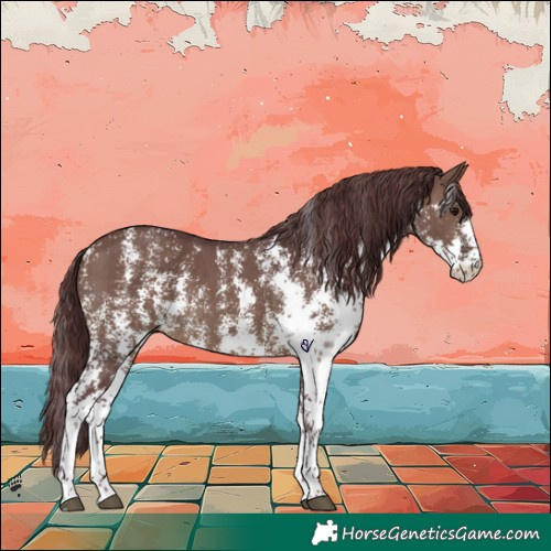 Horse Color:Chocolate Brown Dun Sabino 