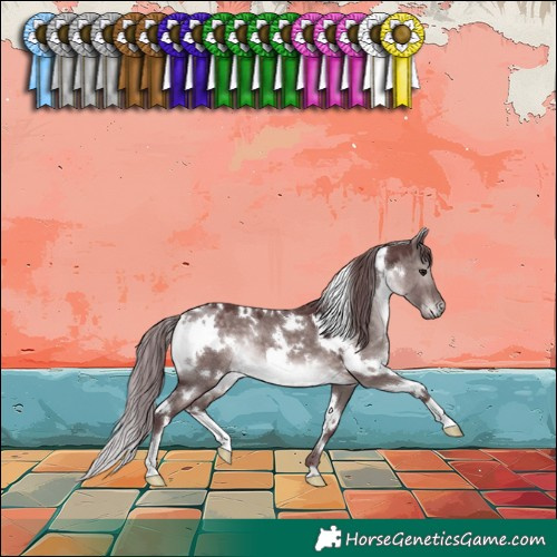 Horse Color:Platinum White Spotted Chocolate Brown Dun 