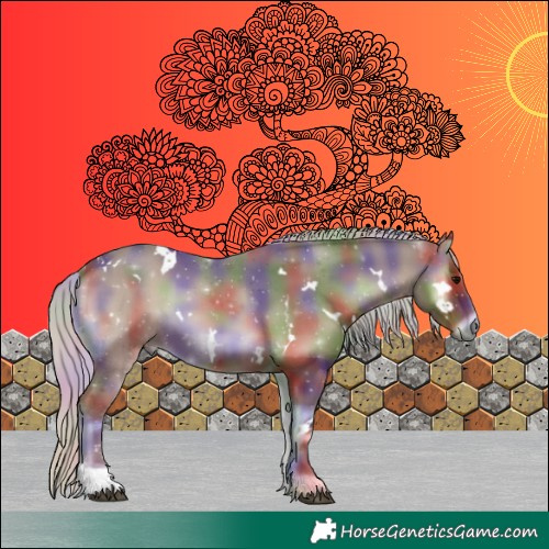 Horse Color:Nacre White Spotted Silver Blue Onyx Tobiano