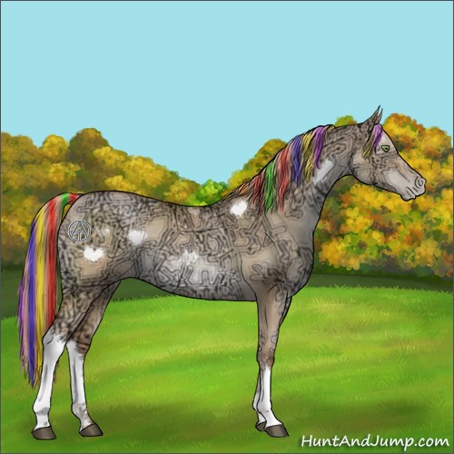 Horse Color:Painted Liver Red Dun Ice Pearl Brindle 