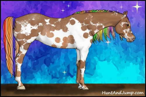 Horse Color:Painted White Spotted Red Roan Frame Rabicano