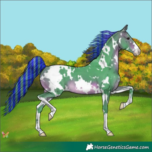 Horse Color:Painted Watercolor White Spotted Chocolate Brown 