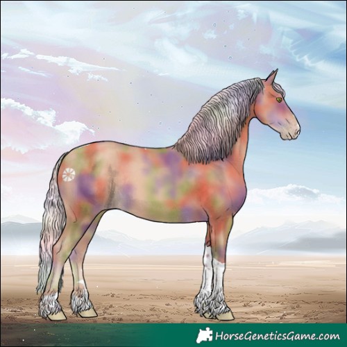 Horse Color:Nacre Silver Sable Champagne Tobiano Rabicano