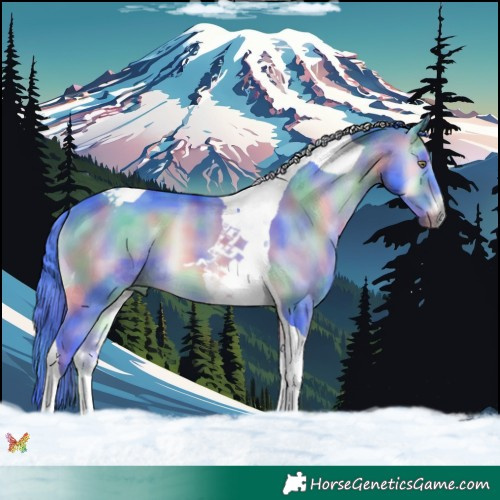 Horse Color:Nacre Watercolor Brown Chinchilla Onyx Tobiano 