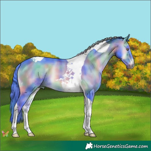 Horse Color:Nacre Watercolor Brown Chinchilla Onyx Tobiano 