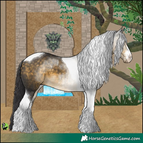 Horse Color:White Spotted Buckskin Tobiano 
