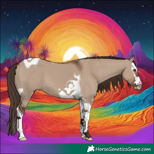 Horse Color:Liver Red Dun Splash Tobiano