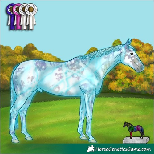 Horse Color:Thunderstruck Watercolor White Spotted Liver Chestnut Ice Rabicano 