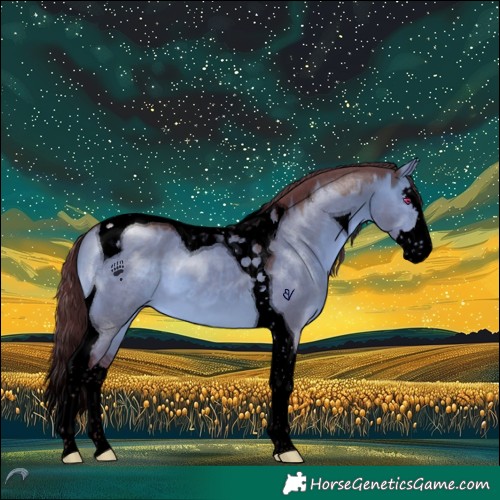 Horse Color:Void Chocolate Brown Chinchilla Dun Splash Tobiano