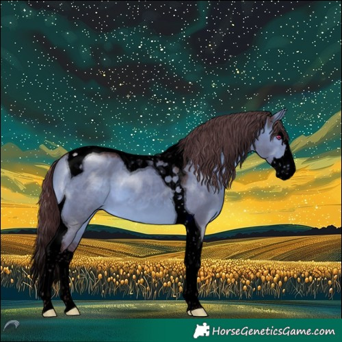 Horse Color:Void Chocolate Brown Chinchilla Dun Splash Tobiano 