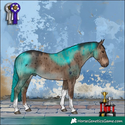 Horse Color:Liver Red Dun Tobiano Brindle 