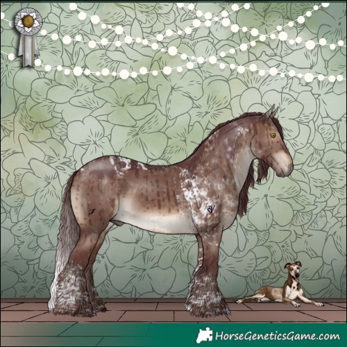Horse Color:Chocolate Brown Dun Tobiano Brindle 