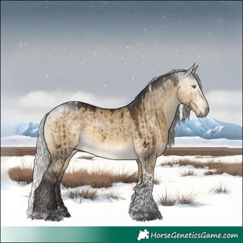 Horse Color:Silver Buckskin Dun Tobiano Brindle 