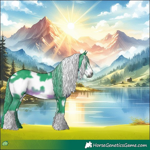 Horse Color:Gray Watercolor White Spotted Black Frame 