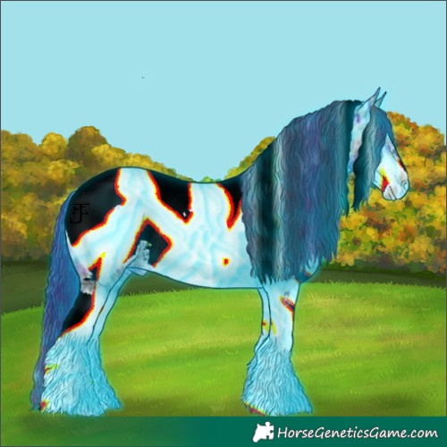 Horse Color:Thunderstruck Plaid White Spotted Brown Ice Tobiano Near Fewspot