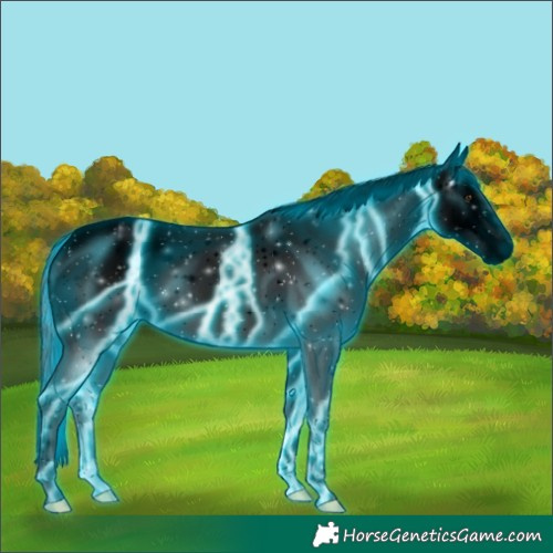 Horse Color:Void Platinum Thunderstruck Liver Chestnut Ice Tobiano Fewspot