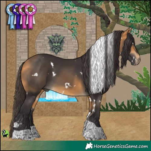 Horse Color:White Spotted Buckskin Tobiano 