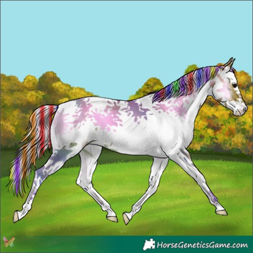 Horse Color:Painted Watercolor White Spotted Silver Bay Onyx Splash