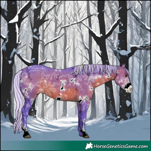Horse Color:Watercolor White Spotted Silver Brown Ice Sabino 