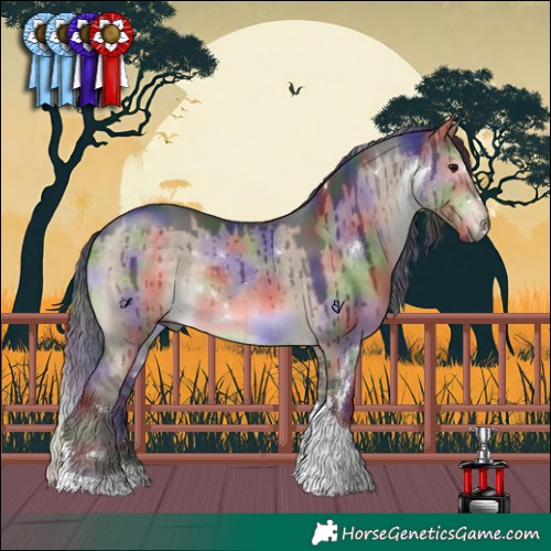 Horse Color:Nacre White Spotted Brown Dun Tobiano Brindle