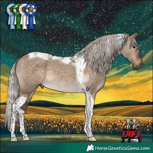 Horse Color:Silver Brown Dun Tobiano 