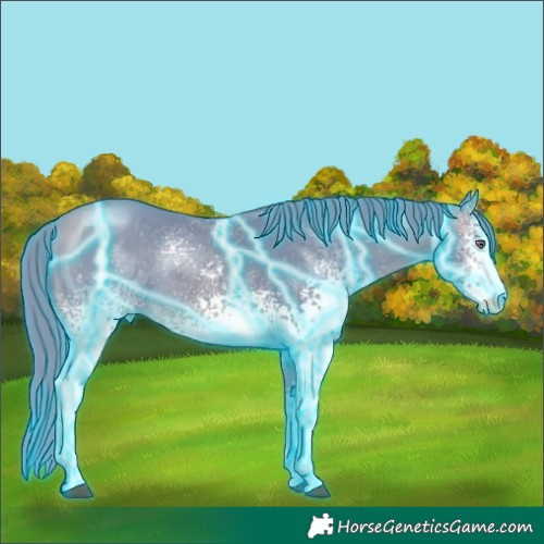 Horse Color:Thunderstruck Watercolor White Spotted Brown Chinchilla Rabicano 