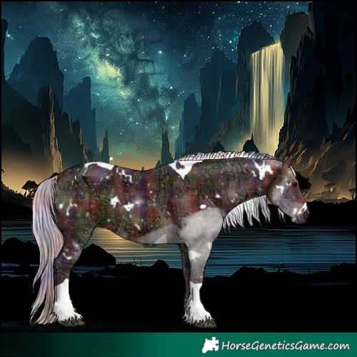 Horse Color:Nacre Plaid  White Spotted Silver Brown Ice Tobiano 