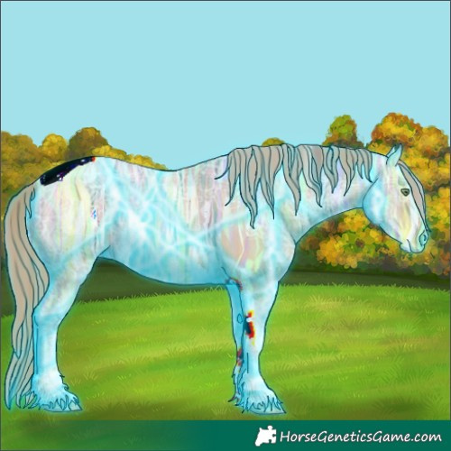 Horse Color:Thunderstruck Watercolor Liver Red Dun Ice Pearl Tobiano 