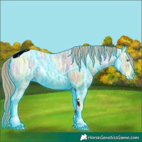 Horse Color:Thunderstruck Watercolor Liver Red Dun Ice Pearl Tobiano 