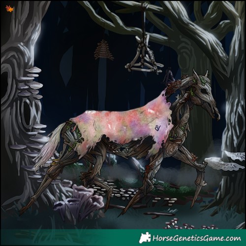 Horse Color:Nacre White Spotted Chocolate Silver Bay Dun 