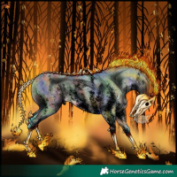 Horse Color:Void Nacre Watercolor Chocolate Bay Dun Sabino 