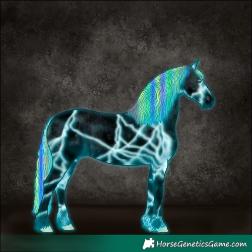 Horse Color:Void Painted Thunderstruck Midnight Silver Blue Ice Roan Splash Tobiano Rabicano 