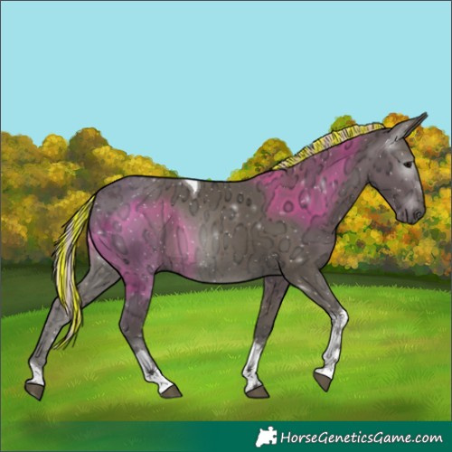 Horse Color:Gray Painted Silver Smoky Black Ice Tobiano 