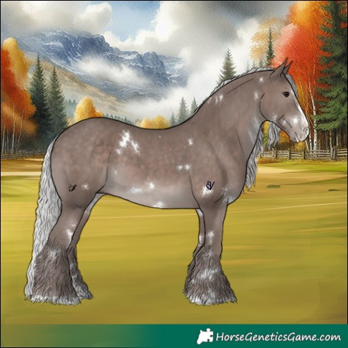 Horse Color:Platinum White Spotted Silver Black Splash Rabicano 