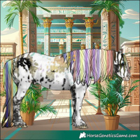 Horse Color:Void Platinum Painted Plaid  White Spotted Silver Sable Champagne Ice Onyx Splash Tobiano Rabicano  and Platinum Painted Watercolor White Spotted Buckskin Ice Onyx Splash Appaloosa Rabicano 